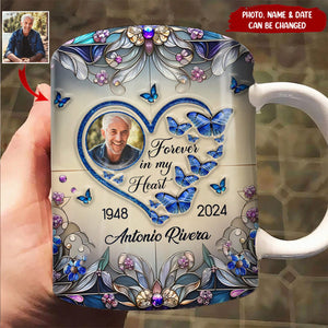 Forever In My Heart Butterfly-Personlized Photo To Memorialized Mug