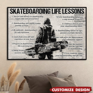 Personalized Skateboarding Life Lessons Poster-Gift For Skateboarding Lovers