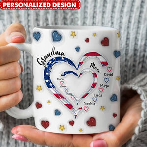 Heart In Heart Mom, Grandma Kid Name -Gift For Grandma/Mom-Personalized Mug