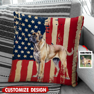 Personalized America Flag Dog Pillow - Gift For Dog Lovers