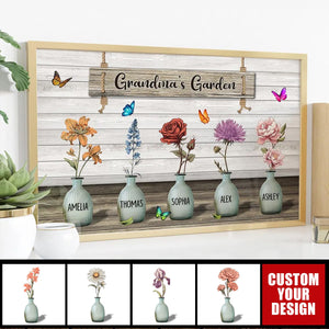 Grandma‘s Garden Birth Month Flowers Personalized Poster, Mother's Day Gift For Grandma, Mom, Auntie