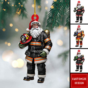 Personalized Firefighter Santa Ornament - Gift For Firefighters - 2024 New Release