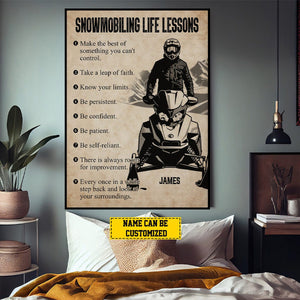 Personalized Snowmobiling Life Lessons Poster-Gift For Boy Men