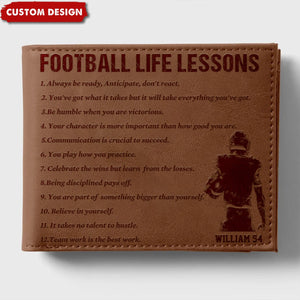 Personalized American Football Leather Wallet - Gift American Football Lovers