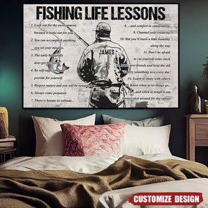 Personalized Fishing Life Lessons Poster- Gift For Fishing Lovers