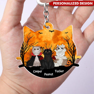 Halloween Cat Face - Personalized Custom Acrylic Keychain