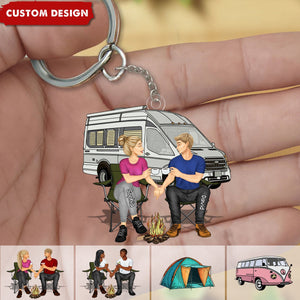 Camping Couple Making Memories One Campsite At A Time Personalized Keychain-Gift For Couple