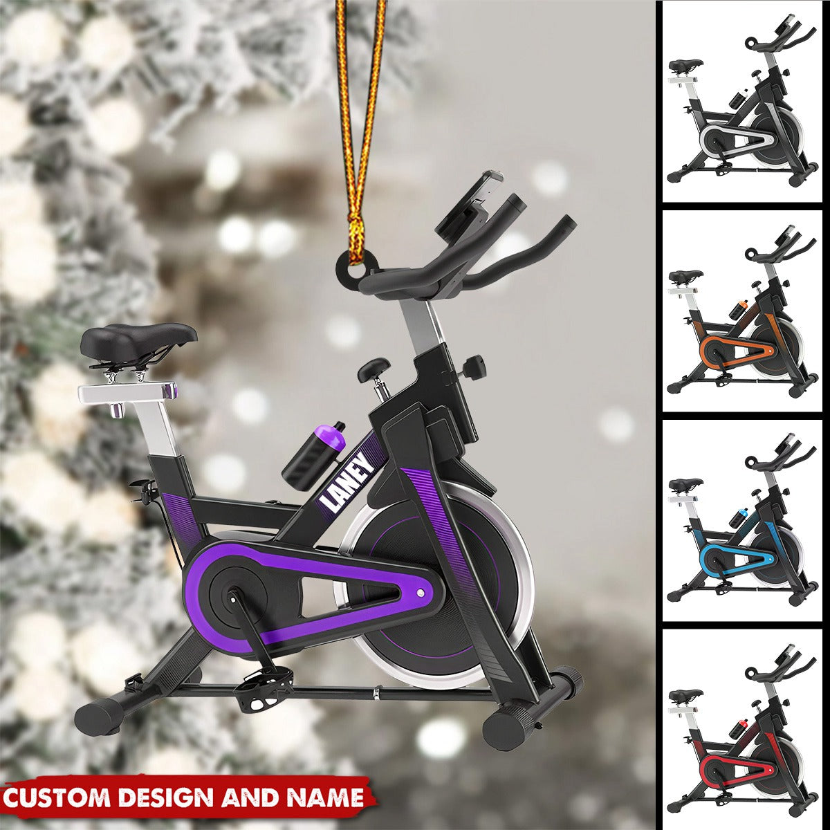 Personalized Exercise Bike Christmas Ornament - Gifts For Fitness Lover