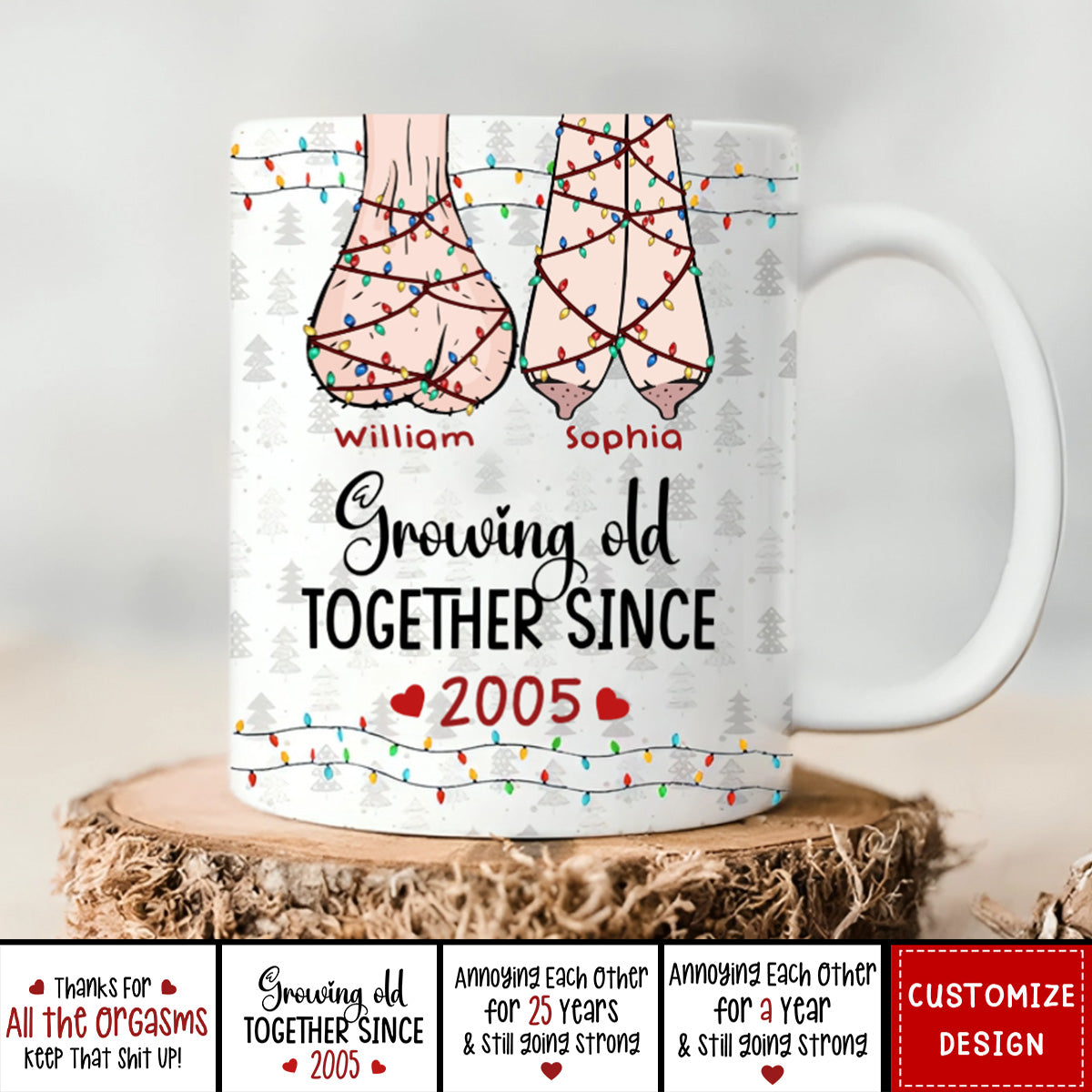 Growing Old Together Personalized Mug For Couple