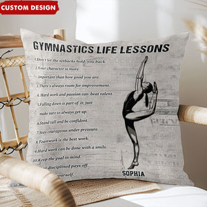 Personalized Gymnastics Life Lessons Pillow- Gift For Gymnastics Lovers