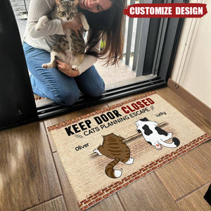 Cats Planning Escape Naughty Cat Brick Personalized Doormat