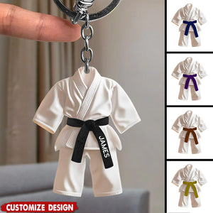 Personalized Black Belt Keychain -  Taekwondo,Karate,Jiu-Jitsu Gift