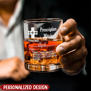 Personalized Funny Prescription Whisky Bourbon Whiskey Glasses with Laser Engraved Name Gift for Grandpa Dad