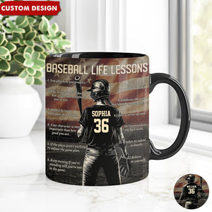 Personalized American Baseball Life Lesson Mug - Gift For Baseball Lovers