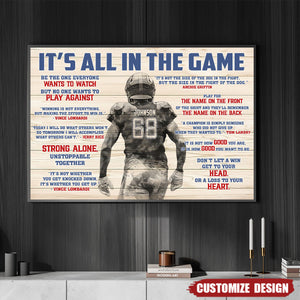 It's All In The Game - Personalized American Football Poster- Gift For American Football Lovers