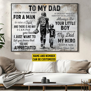 To My Dad Personalized Football Poster-Gift For Football Lovers