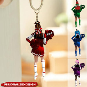 Personalized Cheerleading Pom pom Girl Keychain-Gift For Cheerleading Lovers - 2024 New Release