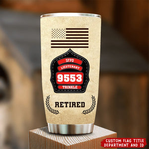 Personalized Firefighter ID & Department US And CA Flag Tumbler