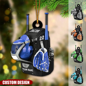 Personalized Baseball/Softball Bag with Helmet & Gloves Christmas Ornament, Gift For Baseball&Softball Lovers - 2024 New Release