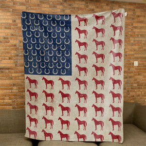 Horse American Flag Blanket - Gift For Horse Lovers