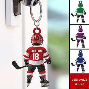 Personalized Hockey Kid Christmas Keychain Gifts For Hockey Lover