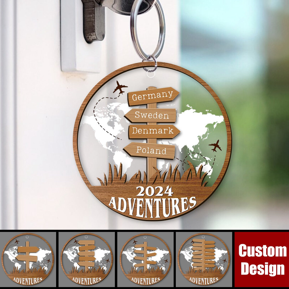 Personalized Travel Adventure Keychain, Custom Traveling Destination - Gift for Travelers - 2024 New Release