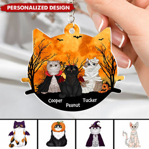 Halloween Cat Face - Personalized Custom Acrylic Keychain