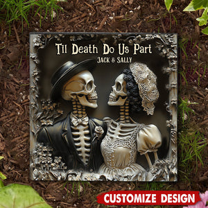 Til Death Do Us Part - Personalized Couple Square Shaped Stone With Stand - Anniversary Gift For  Husband,Wife