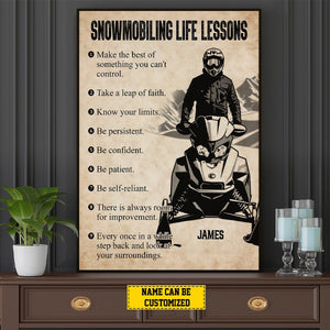 Personalized Snowmobiling Life Lessons Poster-Gift For Boy Men