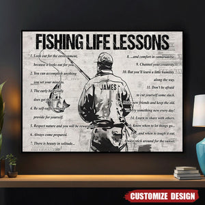 Personalized Fishing Life Lessons Poster- Gift For Fishing Lovers