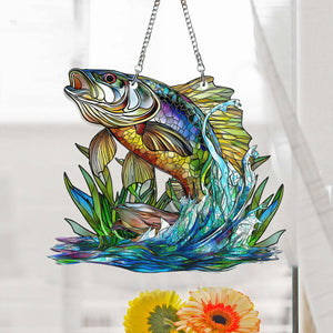 Bass Fish Window Hanging Suncatcher Ornament Gift For Fishing Lover