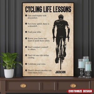 Personalized Cycling Life Lessons Poster- Gift For Cycling Lovers