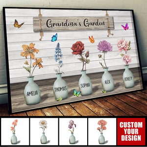 Grandma‘s Garden Birth Month Flowers Personalized Poster, Mother's Day Gift For Grandma, Mom, Auntie