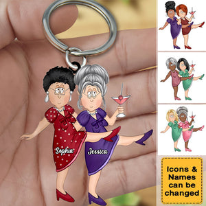 Gift For Senior Friends Unbiological Sister Personalized Acrylic Keychain