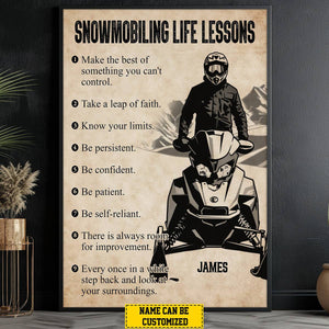 Personalized Snowmobiling Life Lessons Poster-Gift For Boy Men