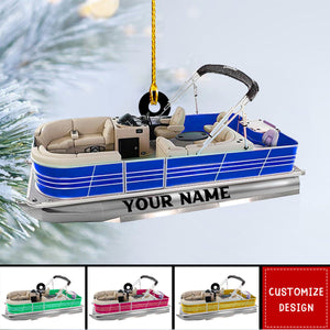 Personalized Pontoon Boat Acrylic Christmas Ornament - 2024 New Release