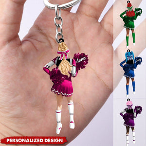 Personalized Cheerleading Pom pom Girl Keychain-Gift For Cheerleading Lovers - 2024 New Release