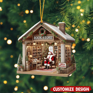 Personalized Santa in Book Shop Christmas Ornament Gift For Book Lovers-2024 New Release