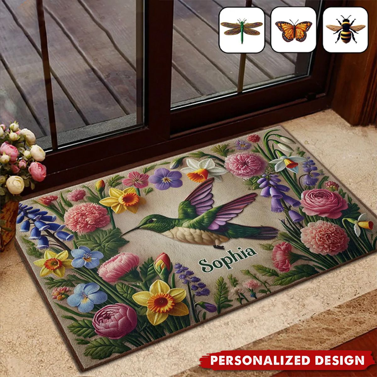 Beautiful Flowers Garden-Personalized Doormat-Gift For Family Friends