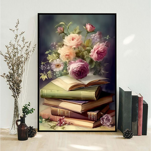 Vintage Flowers And Books Poster- Gift For Book Lovers