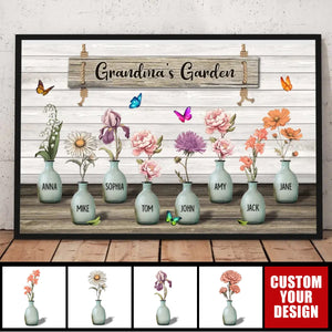 Grandma‘s Garden Birth Month Flowers Personalized Poster, Mother's Day Gift For Grandma, Mom, Auntie