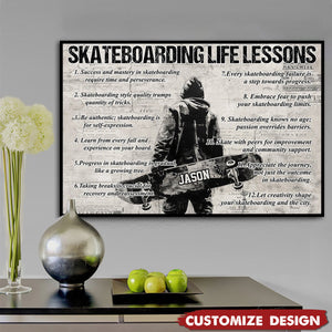 Personalized Skateboarding Life Lessons Poster-Gift For Skateboarding Lovers