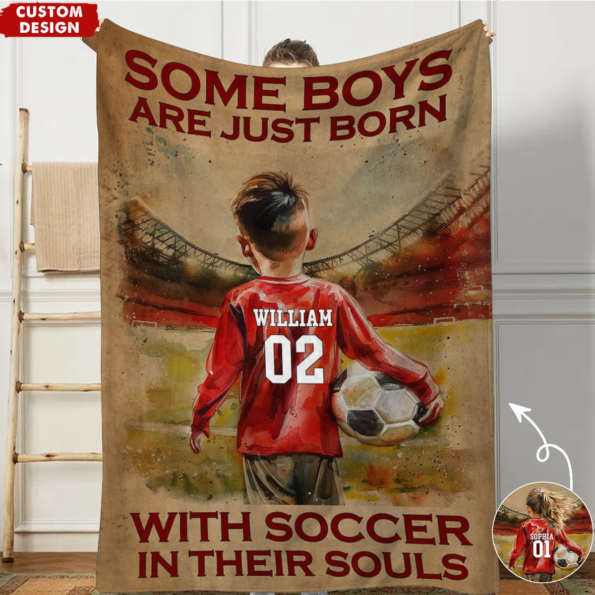 Some Boys Girls Are Just Born With Soccer-Personalized Soccer Blanket - Gift For Young Soccer Lovers