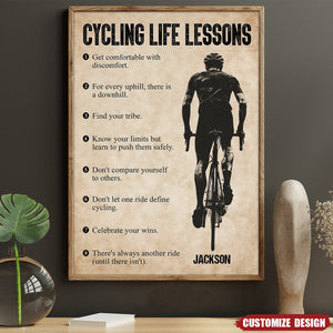 Personalized Cycling Life Lessons Poster- Gift For Cycling Lovers