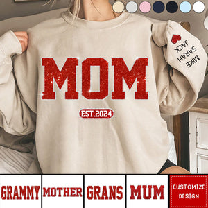 Personalized Glitter Custom Name Mimi Nana Grandma Est And Kids Sweatshirt