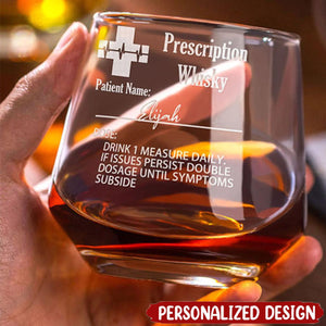 Personalized Funny Prescription Whisky Bourbon Whiskey Glasses with Laser Engraved Name Gift for Grandpa Dad