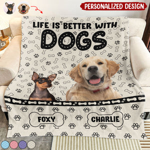 Life Is Better With Dogs-Personalized Photo Blanket