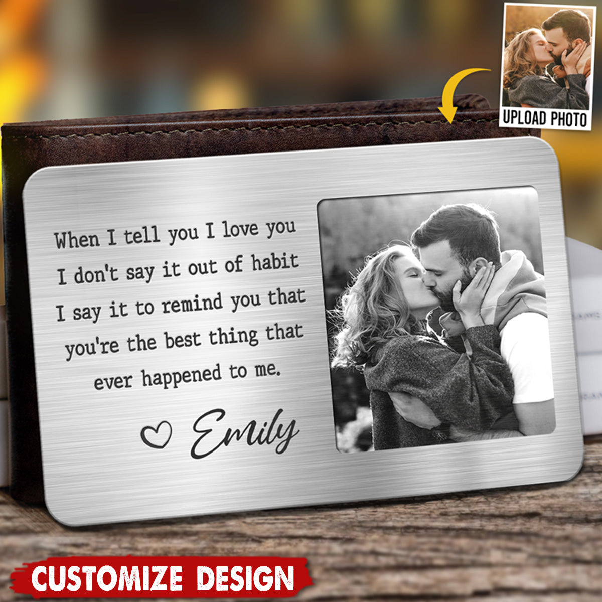 Custom Photo Dear Love Of My Life - Couple Personalized Aluminum Wallet Card - Gift For Husband Wife, Anniversary