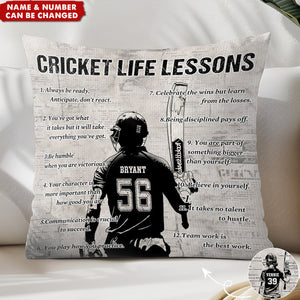 Personalized Cricket Life Lessons Pillow-Gift For Cricket Lovers