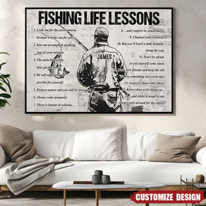 Personalized Fishing Life Lessons Poster- Gift For Fishing Lovers